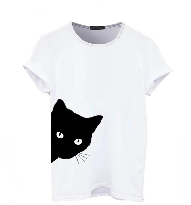 Cat Looking Out Side Print Women Tshirt Cotton Casual Funny T shirt For Lady Girl Top Tee Hipster Tumblr Drop Ship TS19 (4)