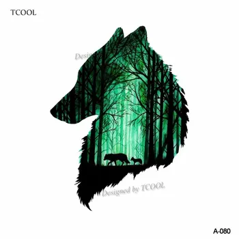 

HXMAN Luminous Wolf Temporary Tattoo Sticker Animal Tattoos for Women Fashion Sexy Body Art Hand Fake Tatoo 9.8X6cm A-080