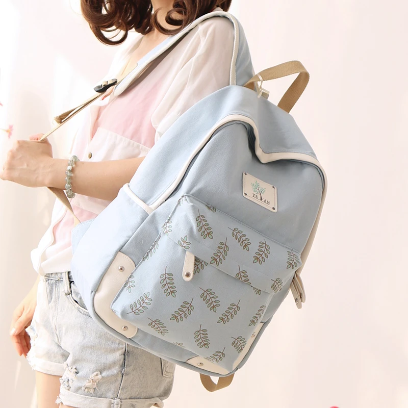 Newest Fresh Soft Canvas Polyester Preppy Style Women School Backpack Student Bag Mochila Bts Small Backpacks