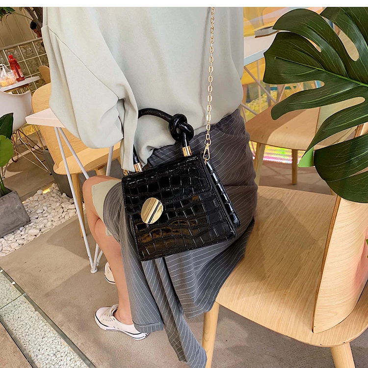 Модная новая сумка-тоут, качественная кожаная женская дизайнерская сумка с узором «крокодиловая кожа», на цепочке, сумка через плечо, Bolsos Mujer