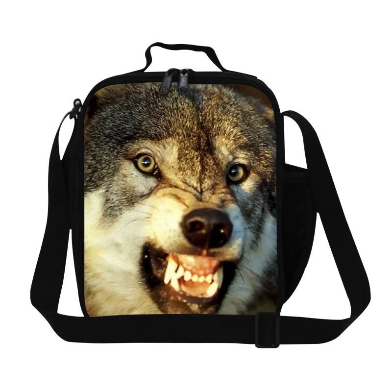 Стильные сумки для обедов для взрослых, Изолированные сумки для обедов с рисунком волка для детей, термоконтейнер для обеда для работы с животными - Цвет: Золотой