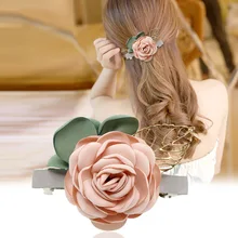 Корейский ручной работы ткань цветок шпильки металлические аксессуары для волос для элегантных женщин свадебные заколки для волос Головные уборы ювелирные изделия свадебная тиара