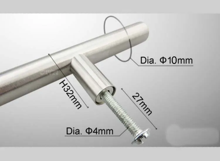 4 "6" 8 "Нержавеющая сталь Т-образная тяга аппаратные ручки ящика кухонного шкафа