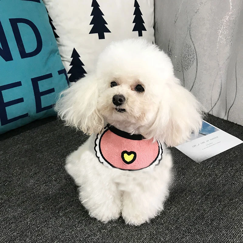 

2PCS Dog Bib Saliva Towel Pet Clothes Embroidered Dog Cat Scarf Bib Pet Accessories Cute Embroidery Cartoon Dog Bib