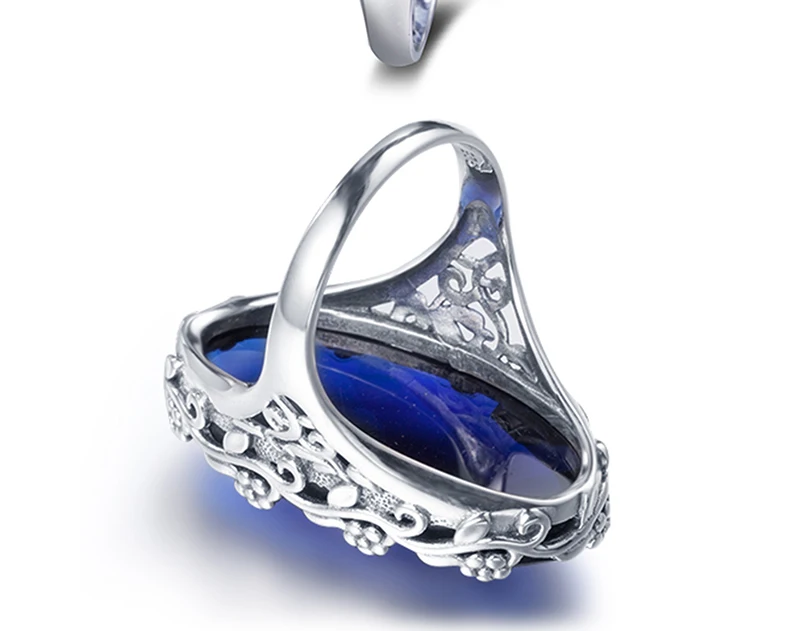 Szjinao, Винтажное кольцо, Настоящее серебро 925 пробы, ювелирное изделие для тела, сапфир, богемное кольцо для женщин, вечерние, знаменитые французские