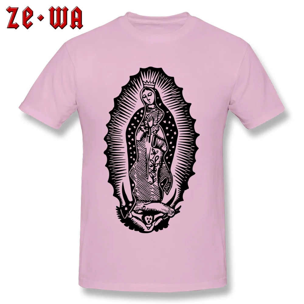 Casual Virgin Of Guadalupe Round Neck Top T-shirts Summer/Autumn Tees Short Sleeve for Men Designer 100% Cotton Design Tshirts Virgin Of Guadalupe pink