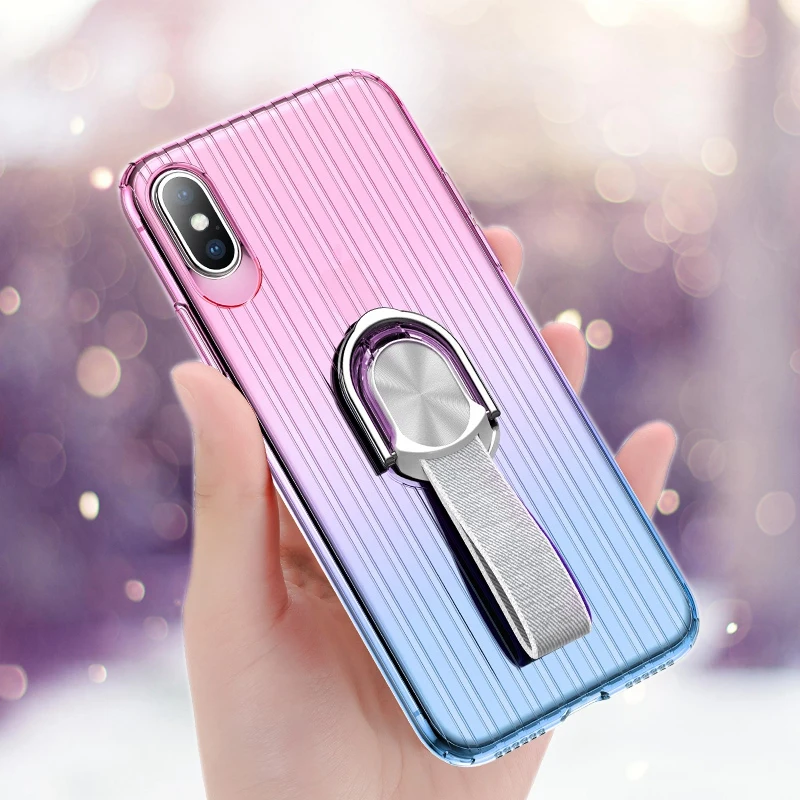 

Gradient Clear Case For iPhone 6s 6 s Plus Luxury Soft TPU Magnet Ring Holder Coque Fundas For iPhone 7 8 Plus iPhone X 10 Case
