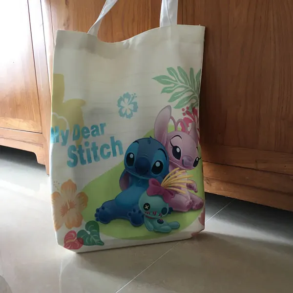 Новое поступление настоящая женская Холщовая Сумка Lilo& stitch сумка Мультяшные хлопковые сумки через плечо аниме сумка эко животное складная хозяйственная - Цвет: QC-072