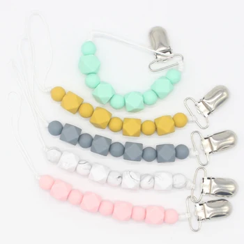 

Baby Dummy Chain Silicone Pacifier Clips Bead Dummy Clip Infant Handmade Newborn Teether Toy