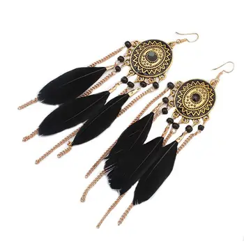 

2018 New Arrival Bohemia Earrings Ladies Feather Long Design Dream Catcher Earrings Jewelry Feather Ornaments Earring