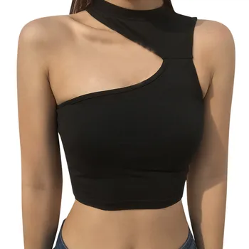 

Off Shoulders Slim Vest Women Sexy Hollow Sling Cropped Tops Black Summer Camis Streetwear Harajuku Tank Tops Tight Shirt #yl