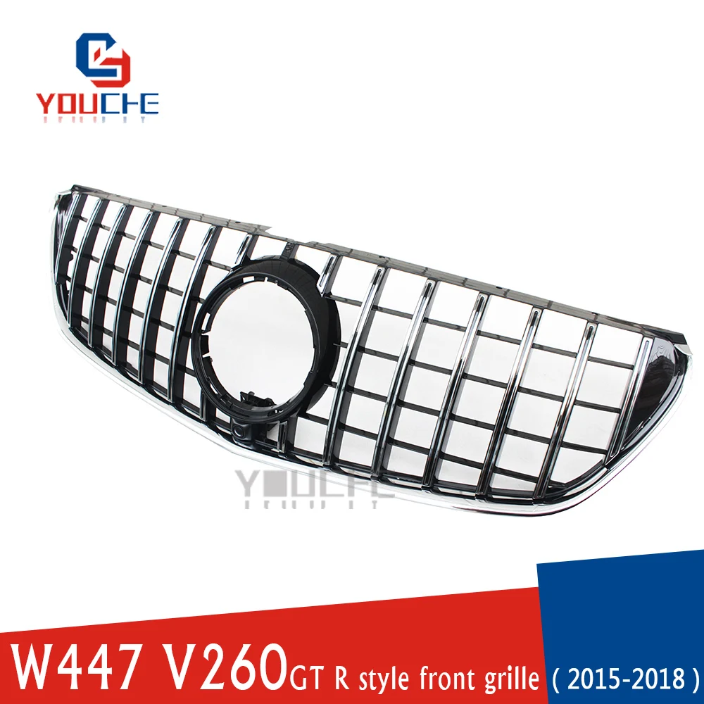 Передний бампер GTR W447 GT решетка для Mercedes V class V260 AMG line Vito из серебристого АБС