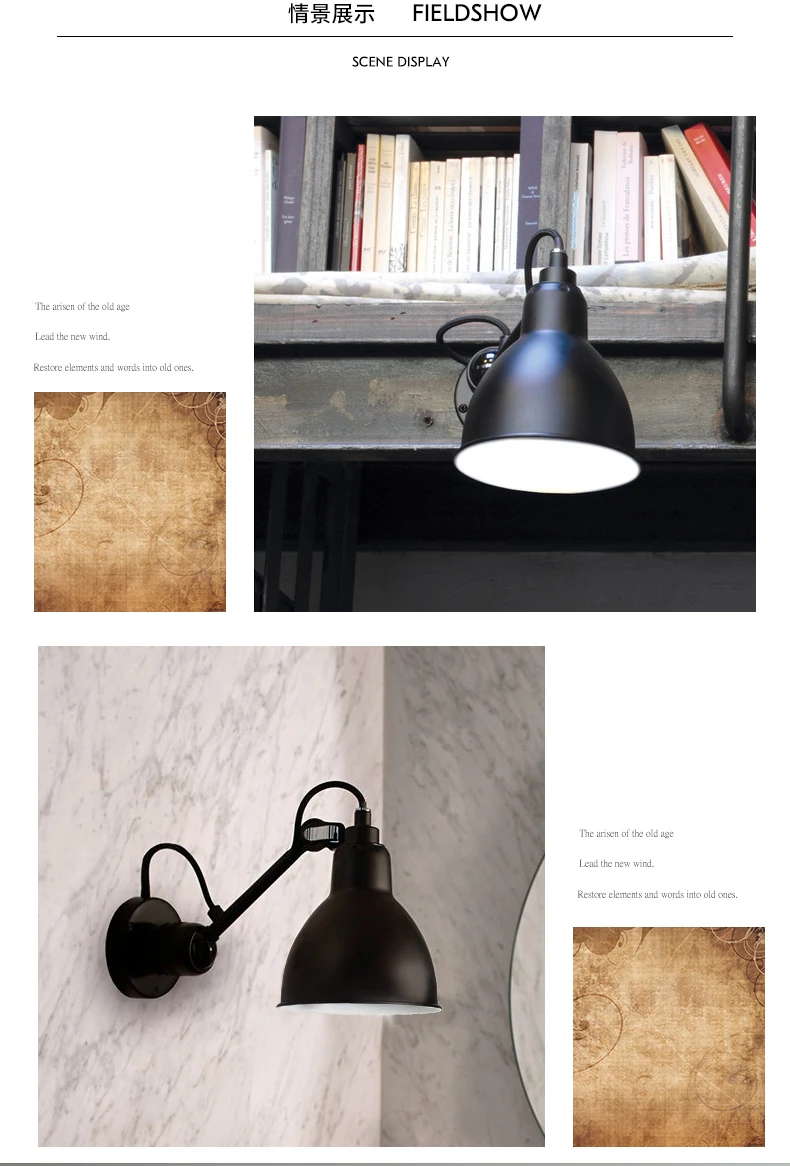 Luzes da Lâmpada de Parede para Leitura Flexível do Vintage Lâmpada de Parede Moderno Ajustável Longo Braço Oscilante 360 Graus Rotatable Preto Metal Led 4 Cheap Luminárias de parede