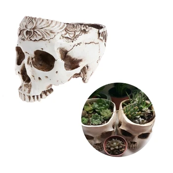 

Resin Gothic Skull Head Flower Pot Planter Container Home Bar Personality Display Ornament Decor