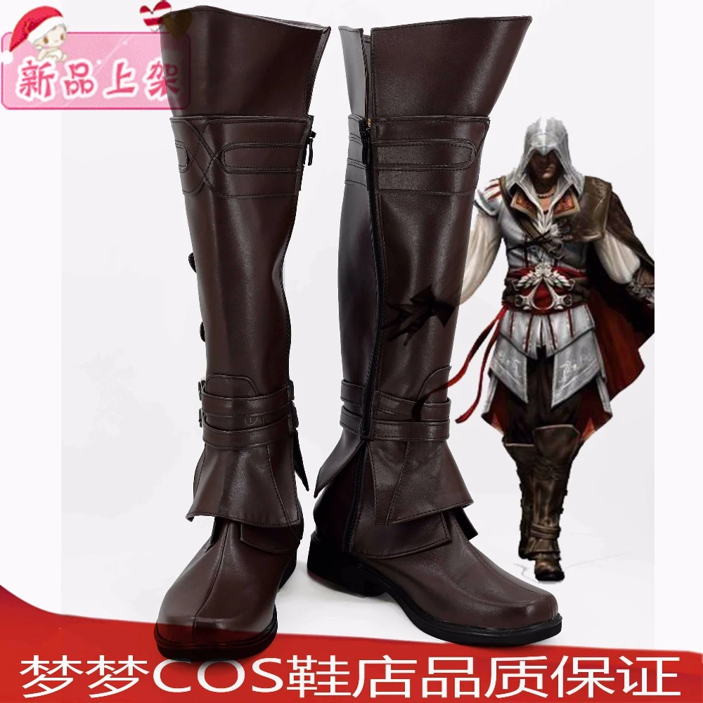 Envío Gratis Ezio Auditore Cosplay Halloween marrón botas altas por encargo|ezio boots|boots bootsboots high - AliExpress
