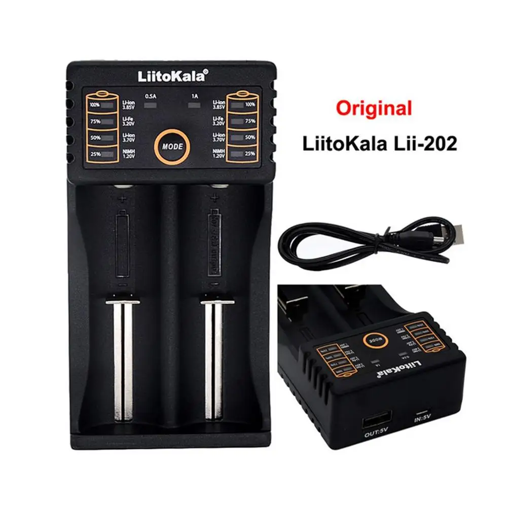 Liitokala Lii202 18650 зарядное устройство 26650 16340 14500 NiMH литий ионный аккумулятор умное