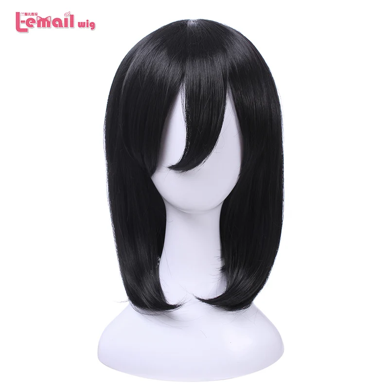 Goede L mail pruik Mikasa Ackerman Cosplay Pruiken Aanval op Titan Cosplay Zwarte Rechte Pruik Hittebestendige Synthetische Haar Perucas