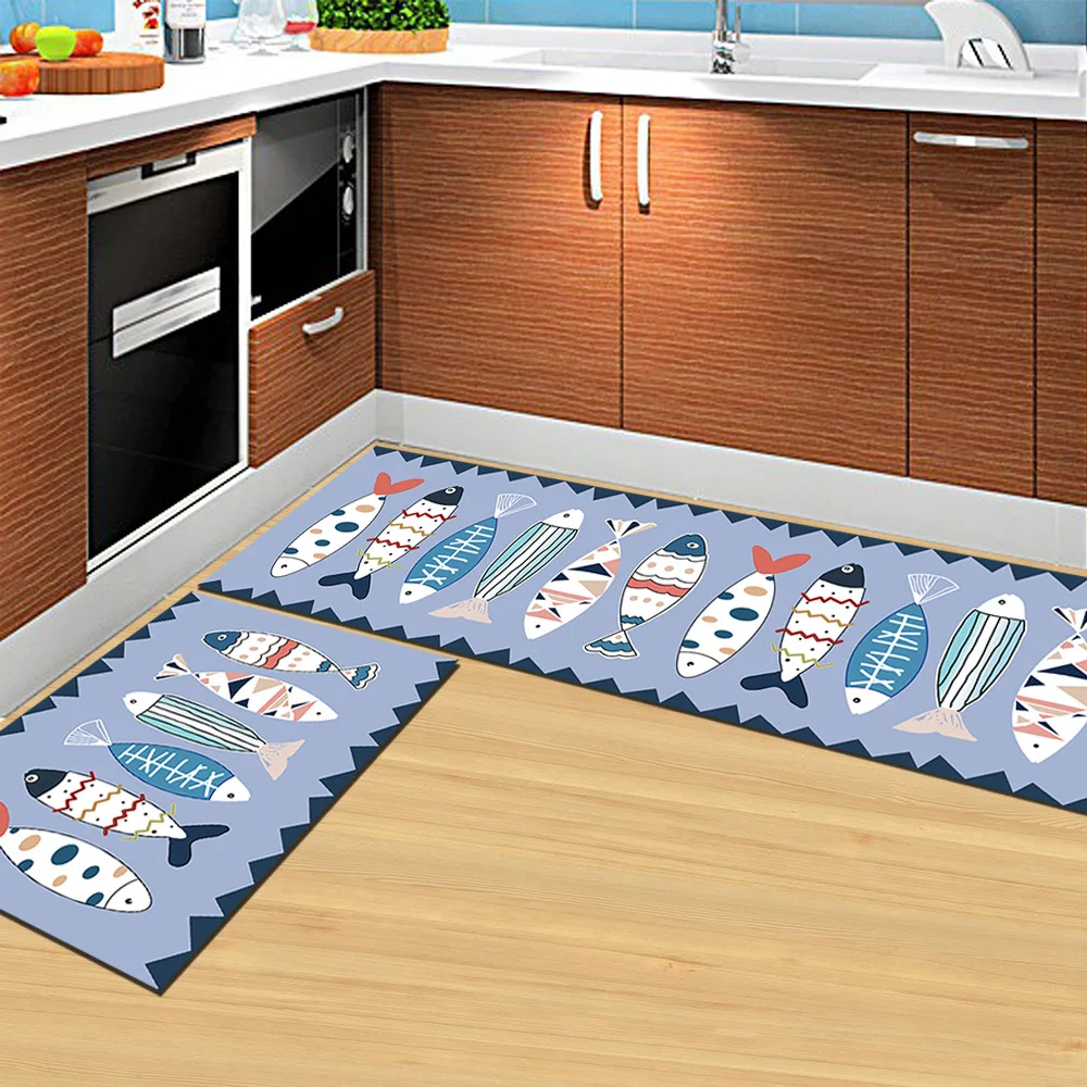 Zeegle кухонный Коврик противоскользящий прямоугольный напольный коврик Домашний входной Коврик для прихожей 3D коврик для гостиной - Цвет: Fish 2