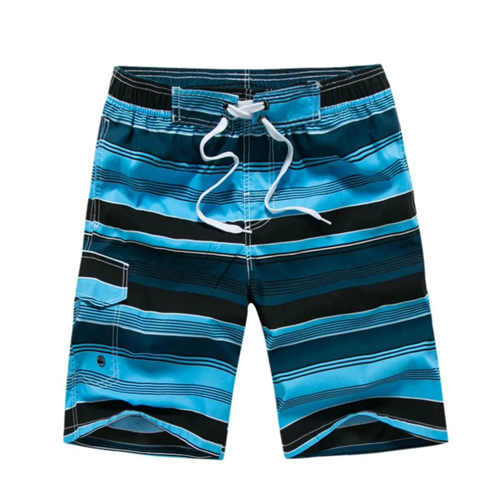 Stripe Beach Shorts Pockets & Drawstring Design Casual Sport Summer
