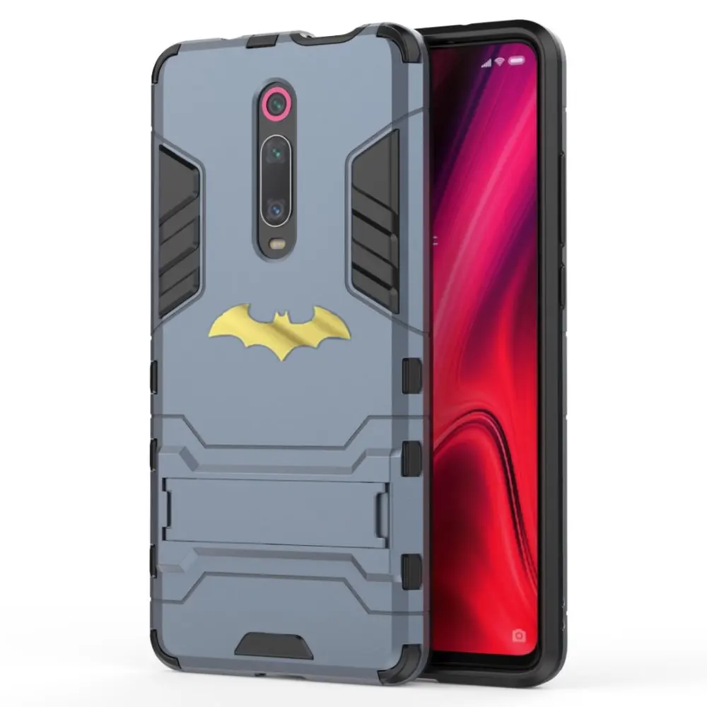 Противоударный чехол-подставка для телефона Xiaomi mi 9T Pro 9 8 A2 K20 Бэтмен защитный чехол матовый Жесткий Чехол-подставка для телефона mi 6x mi 5x - Цвет: Navy