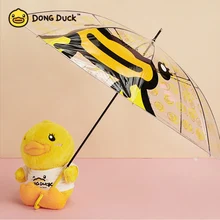 

Female Transparent Long Handle Umbrella Dong Duck Image Printed Rain Sum Windproof Umbrellas for Women Kids Cute Fashion Parasol