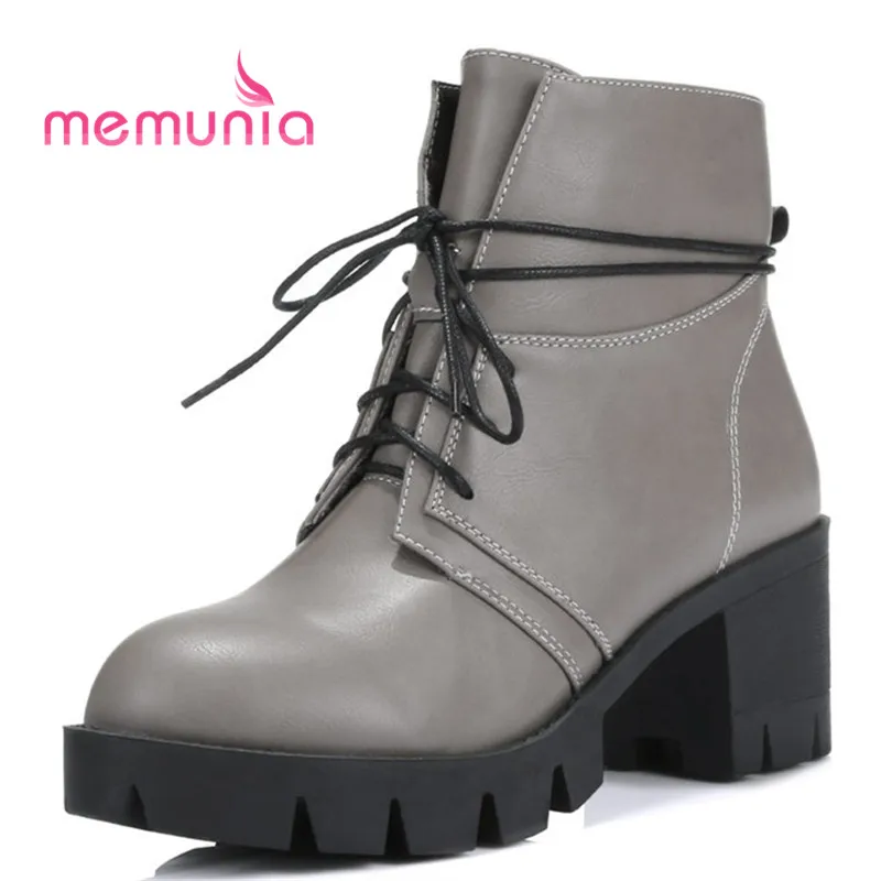

MEMUNIA large size 33-43 women boots elegant narrow band fashion boots high heels round toe winter 2020 new ankle boots
