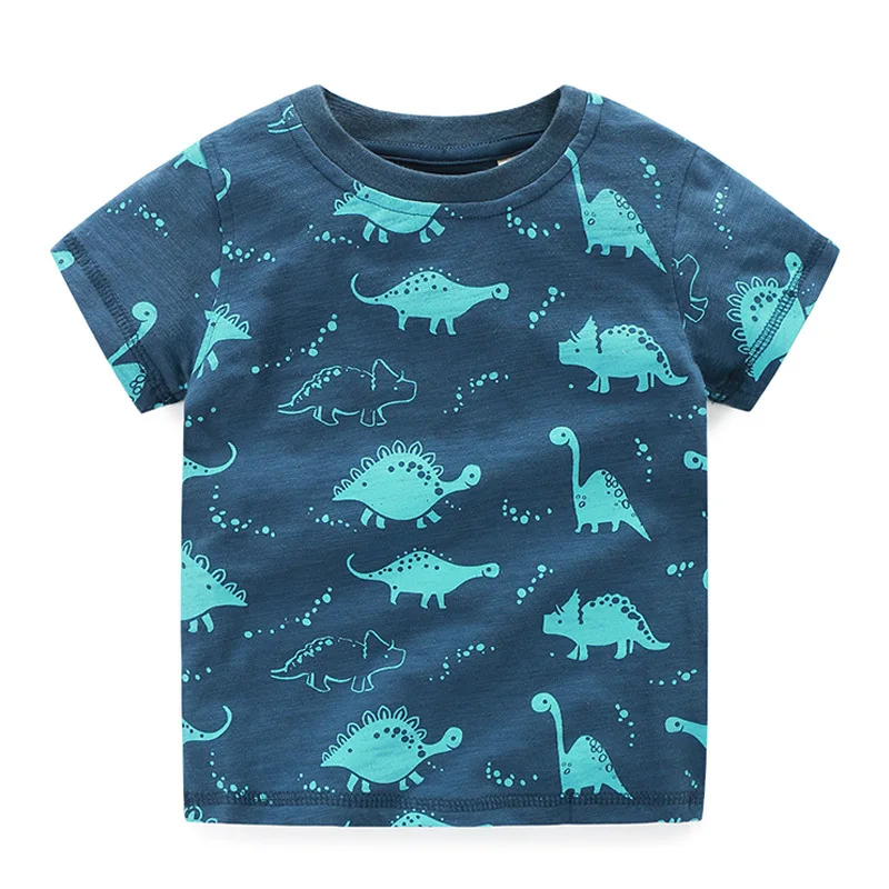 

2017 new Brand Summer boys girls t-shirt Jurassic World dinosaur Print car 3D Embroidery Cotton Tees tops baby Kids clothing