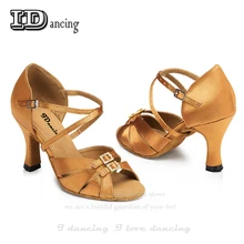 Женская обувь для танцев, бальных танцев, сальсы, латинских танцев, кроссовки, танцевальная обувь, бальные туфли для девочек, черные Бронзовые Туфли на высоком каблуке, JuseDanc