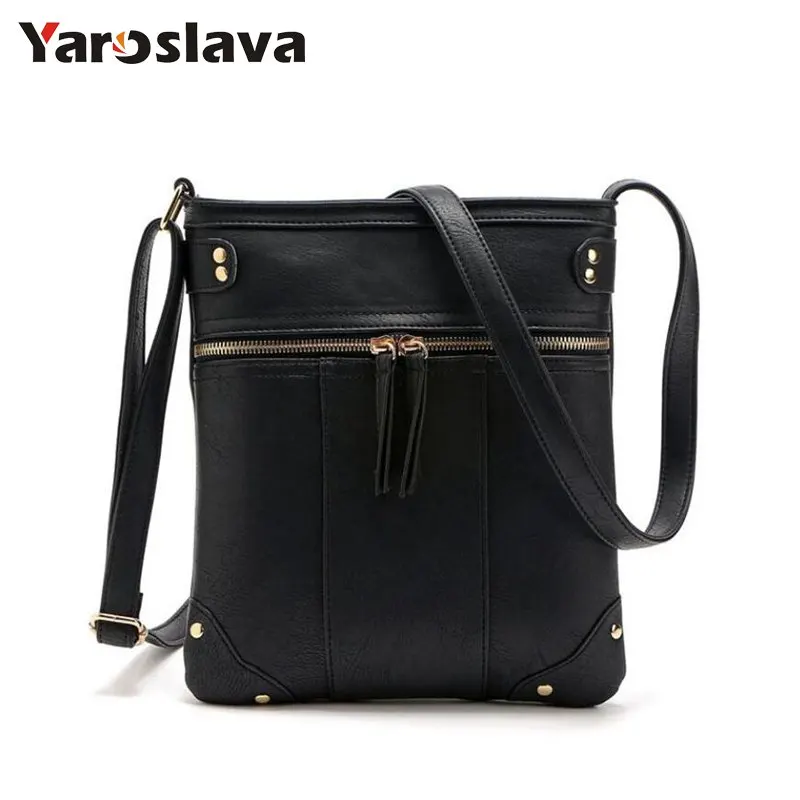  New sale bags for women vintage messenger bag double zipper PU leather handbag cross body bag casua - 32829068599