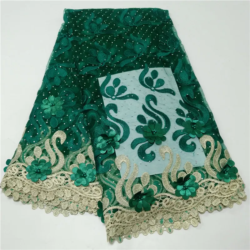 2019Latest African 3D Applique Lace Fabric With Stones High Quality Nigerian Embroidered Beads Tulle For Wedding | Дом и сад