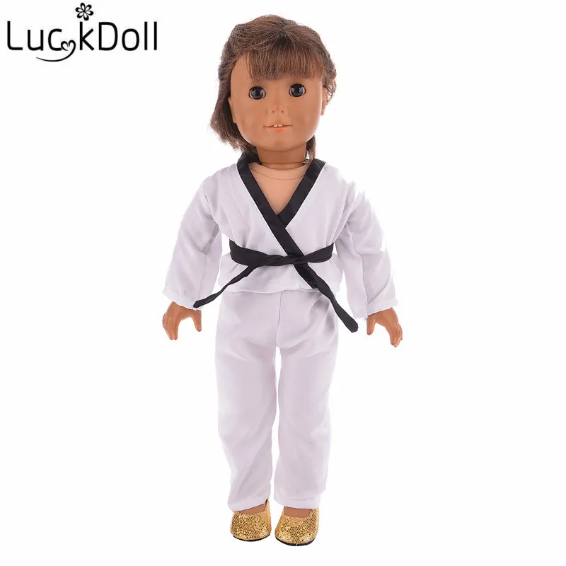 LUCKDOLL костюм для тхэквондо подходит 18 дюймовых американских кукол 43 см аксессуары