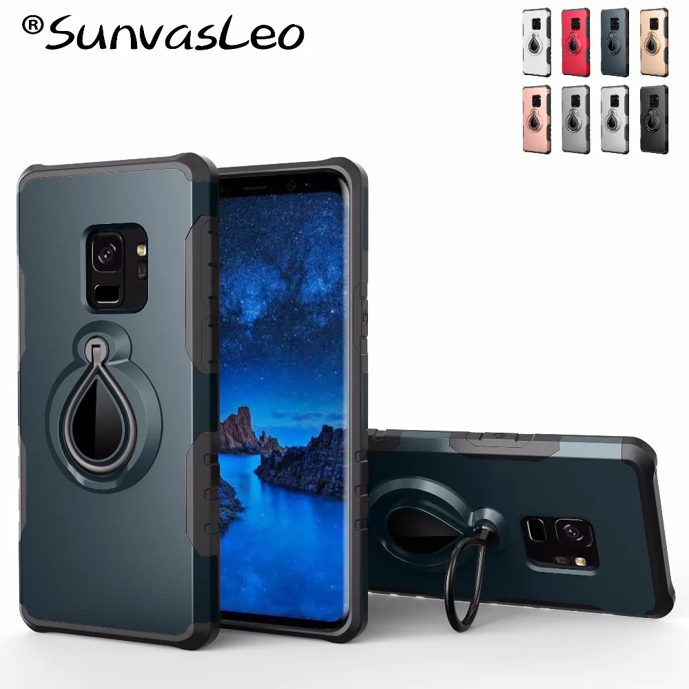 

For Samsung Galaxy S9 Plus 6.2" Luxury Raindrop Case Back Cover Shockproof Ring Holder Stander Heavy Protection For Samsung S9+