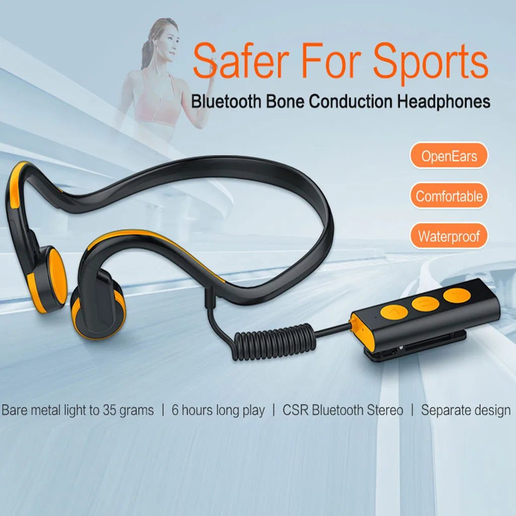 

Bone Conduction Earphone Bluetooth Neckband Headset Open Ear Wireless Sports Waterproof Earphones For Samsung Universal *