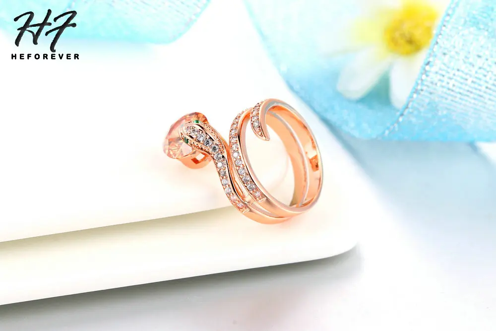 Высокое качество R149 кольцо из бисера в виде змеи цвета розового золота с австрийскими оранжевыми кристаллами, кольца для женщин, лидер продаж
