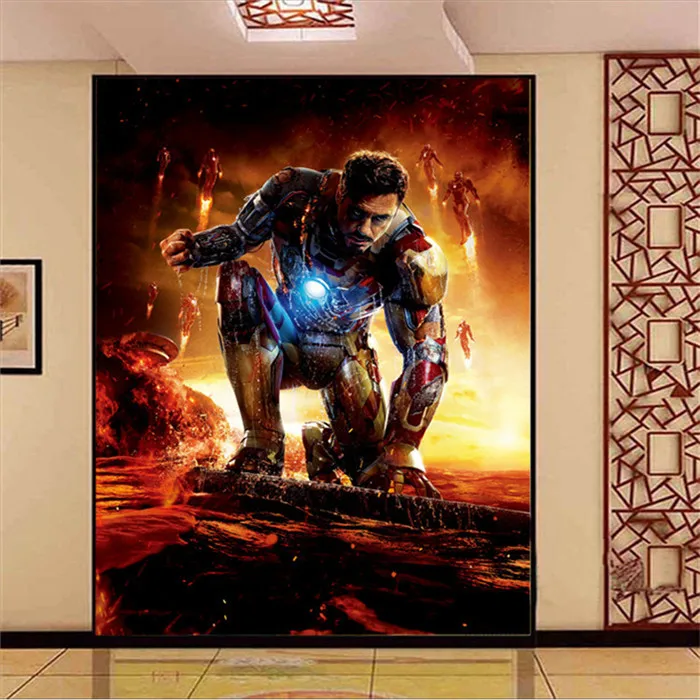 Us 16 73 38 Off Iron Man Photo Wallpaper Super Hero Art Mural Movie Silk Wallpaper Room Decor Bedroom Living Room Kids Rooms Free Shipping In