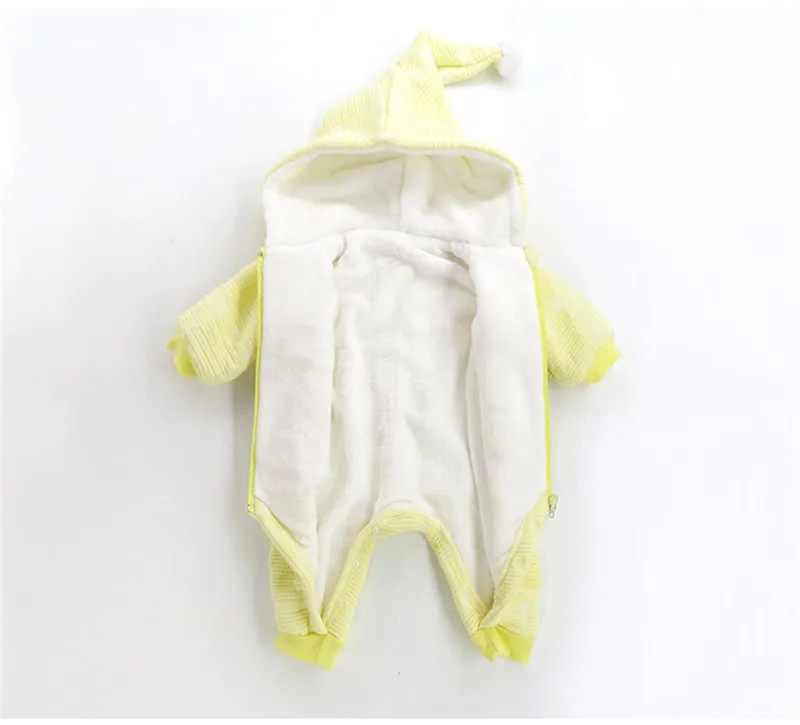  Baby Winter Thick Cashmere Rompers Baby Boys Baby Girls Thick Cotton Romper Kids Full Hooded Bodysuits Newborn Jumpsuit 201717