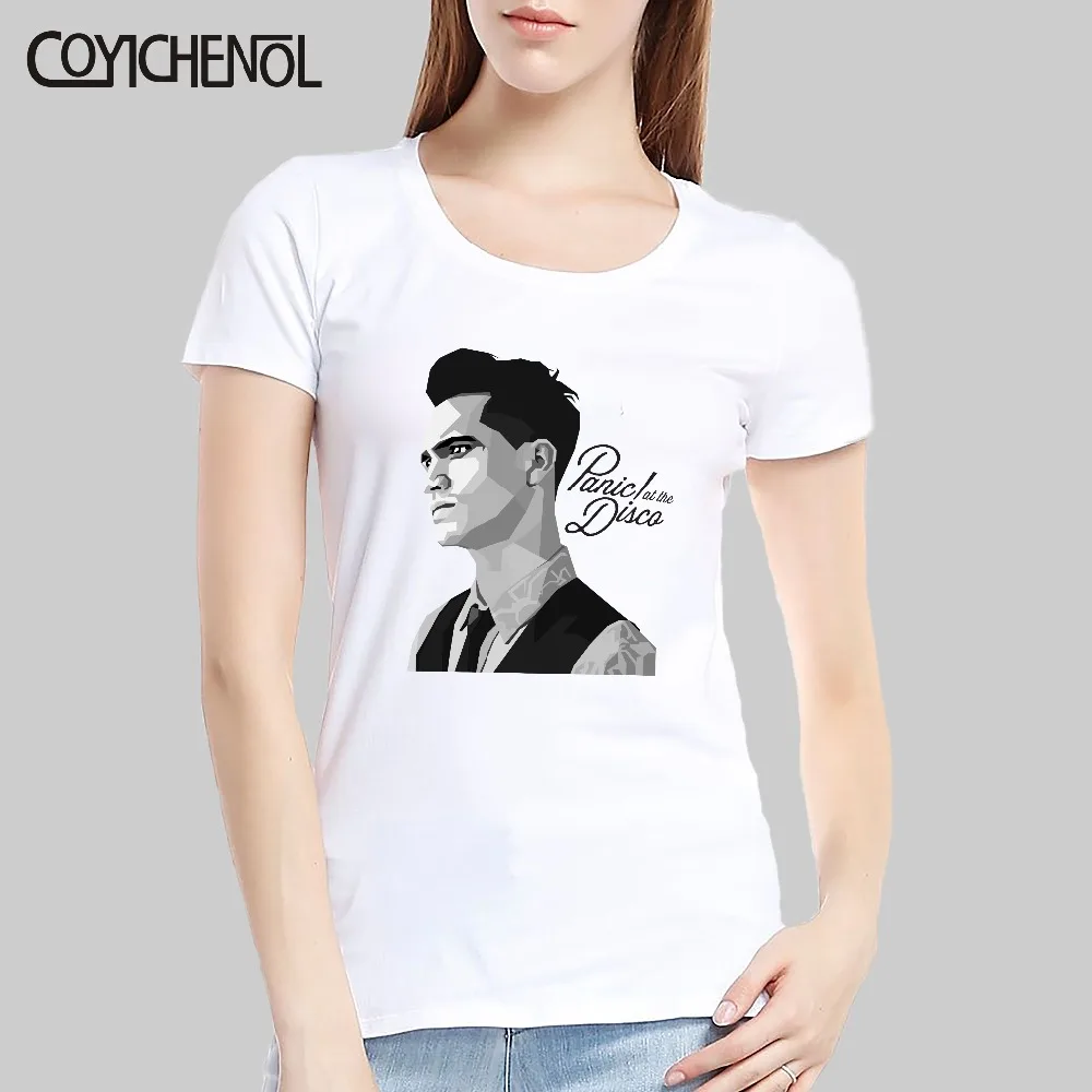 

Panic At The Disco customize print tshirt women solid color cusual tshirt short sleeve band top regular Modal tee COYICHENOL