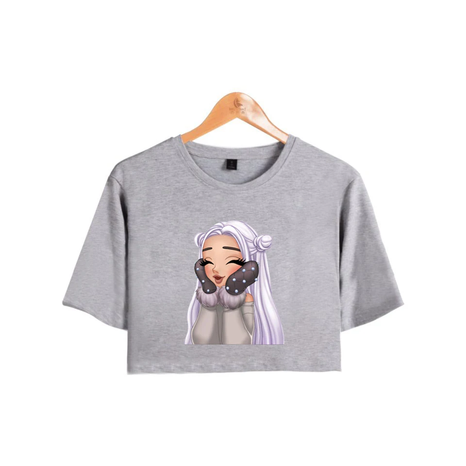 

Navel short sleeve cartoon new Ariana Grande fashion casual women's T-shirt 2019 pop singer print summer Harajuku sexy xs-xxl