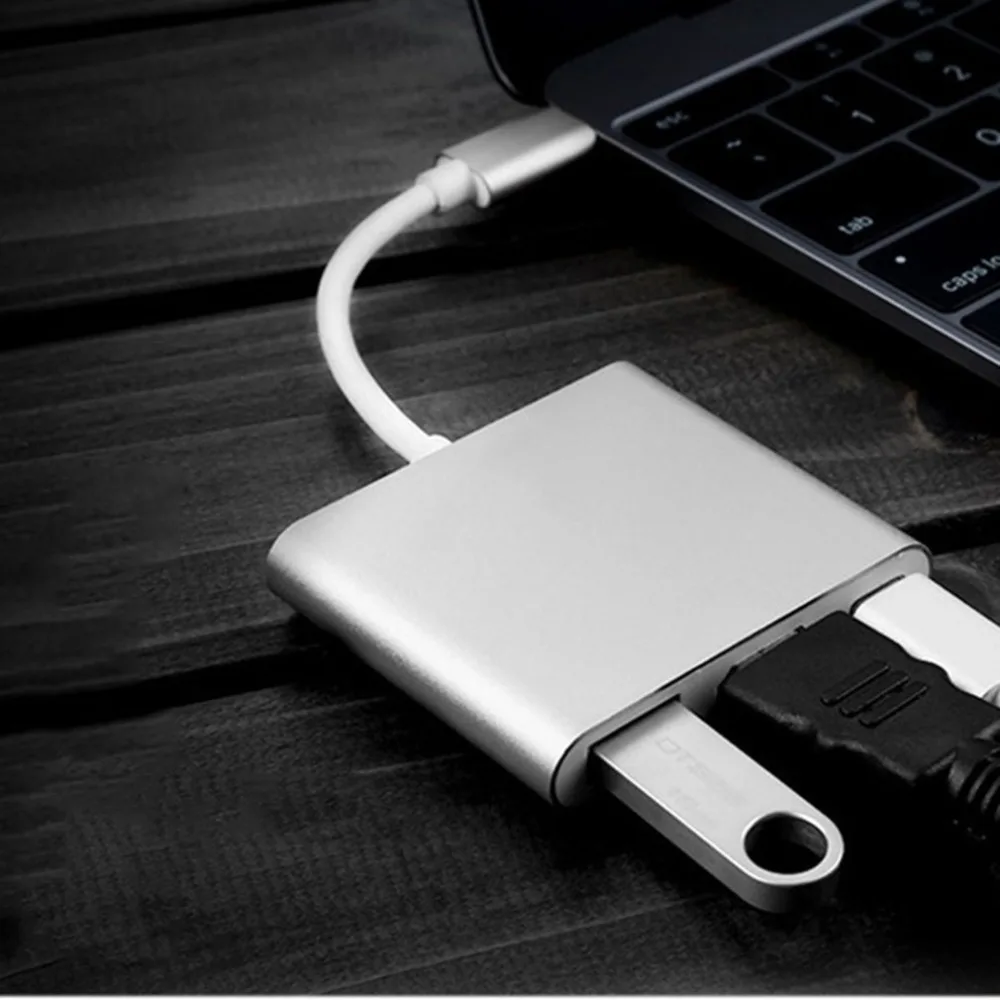 Алюминий сплав высокое качество Тип-c к HDMI Usb3.1 4 k Высокое разрешение Кабель-адаптер 3-в-1 адаптер