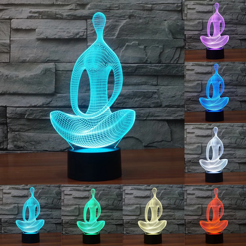acryl 7 farbe meditation yoga 3d led licht von schlafzimmer