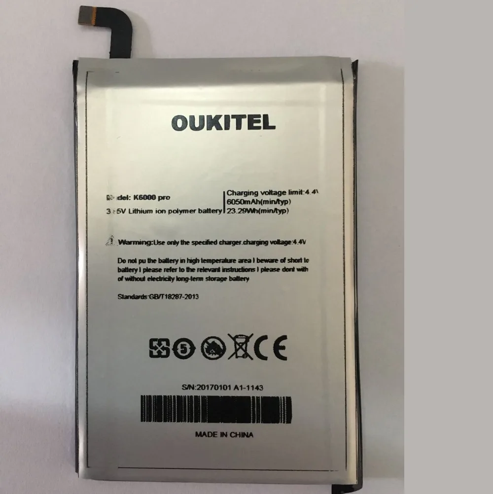 Оригинальный аккумулятор Oukitel K6000 Pro запасная батарея большой емкости 6000 мАч для |