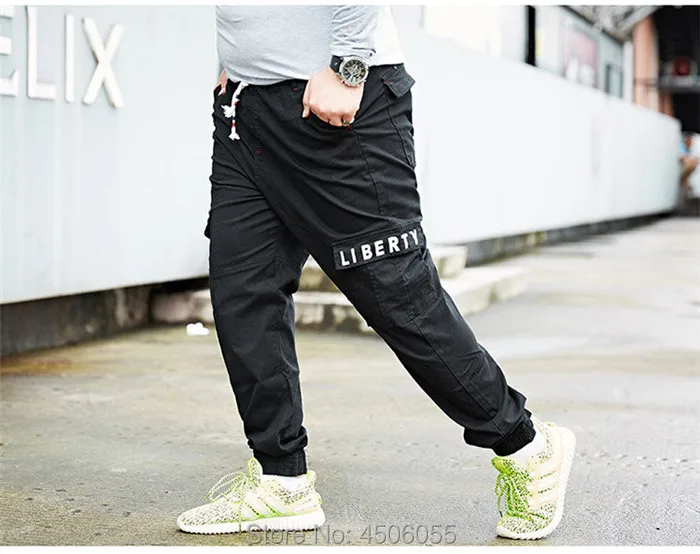 Мужские спортивные штаны для бега, мужские брюки-карго s Cargo Erkek Pantolon Homme, хлопковые комбинезоны 5XL 6XL 8XL, черные рабочие брюки - Цвет: Черный