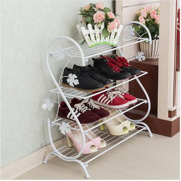 

Metal Iron Handmade Simple S Type Shoe Rack Modern Creative Multilayer Shoe Shelf Four Layers Room Floor Slippers Rack