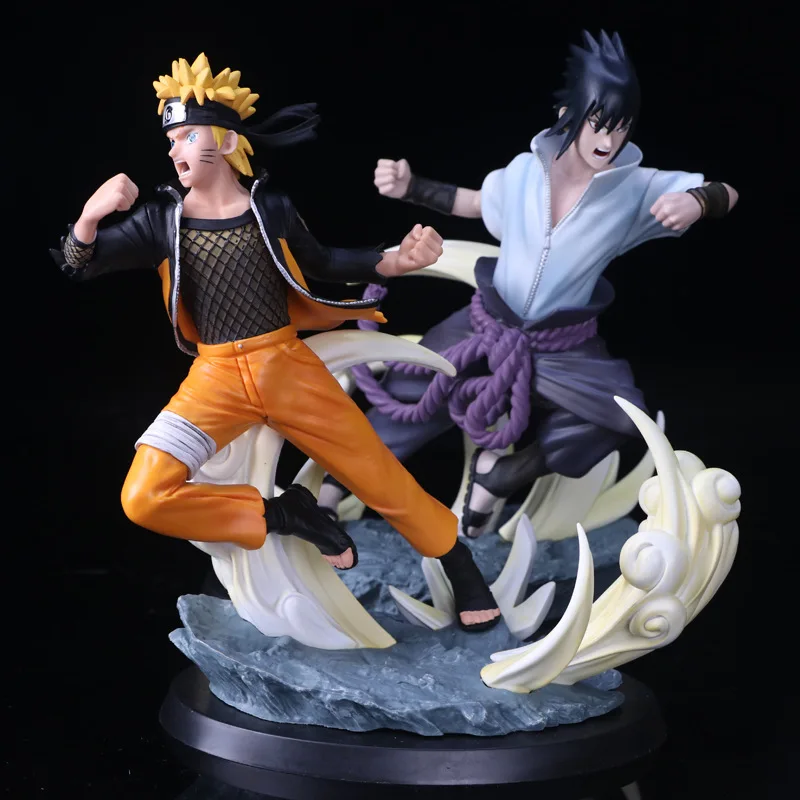 Японские Аниме фигурки Наруто игрушки Uzumaki Naruto VS Uchiha Sasuke Боевая статуя фигурка