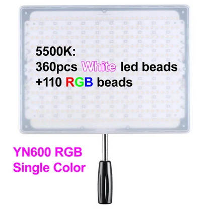 YONGNUO YN600 RGB светодиодный светильник для видео YN 600RGB светодиодный светильник для фото Регулируемый двухцветный 3200 K-5500 K с регулируемой яркостью беспроводной Bluetooth пульт дистанционного управления - Цвет: Черный