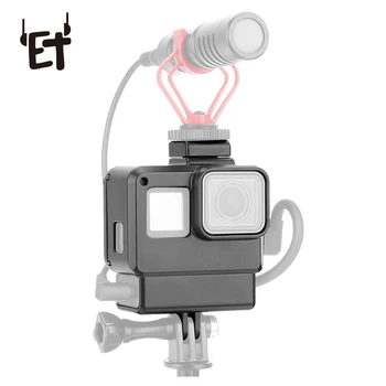 

ET V2 Vlog Case Housing Shell for GoPro Hero 7 Portable V2 Vlogging Cage Frame Cold Shoe Mount for Microphone GoPro Accessories