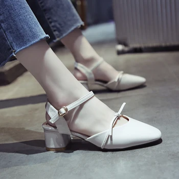 

2019 new fashion word with square head thick with middle and late evening shoes women's sandals