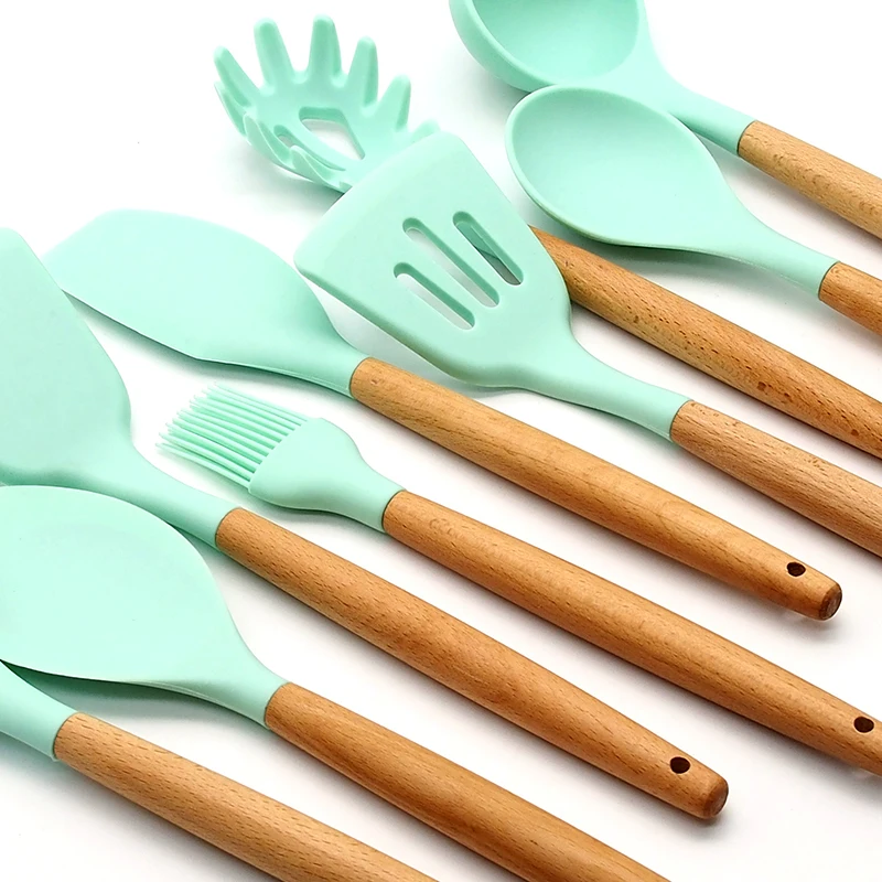 9 Non-toxic Cooking Scoop Spoon Tool Eco-Friendly Durable Silicone Cooking Tool Nonstick Silicone Rubber tools Kitchen Utensils