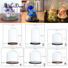 Элегантный стеклянный дисплей Клош купольная банка купольная ваза для сохранения цветов с деревянной основой домашний Декор Орнамент