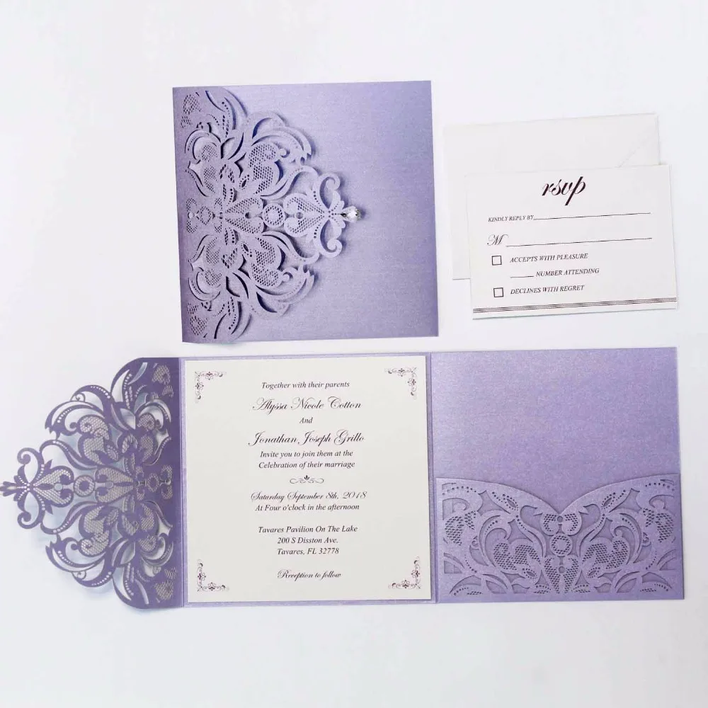Elegant Laser Cut Wedding Invitations with RSVP Cards